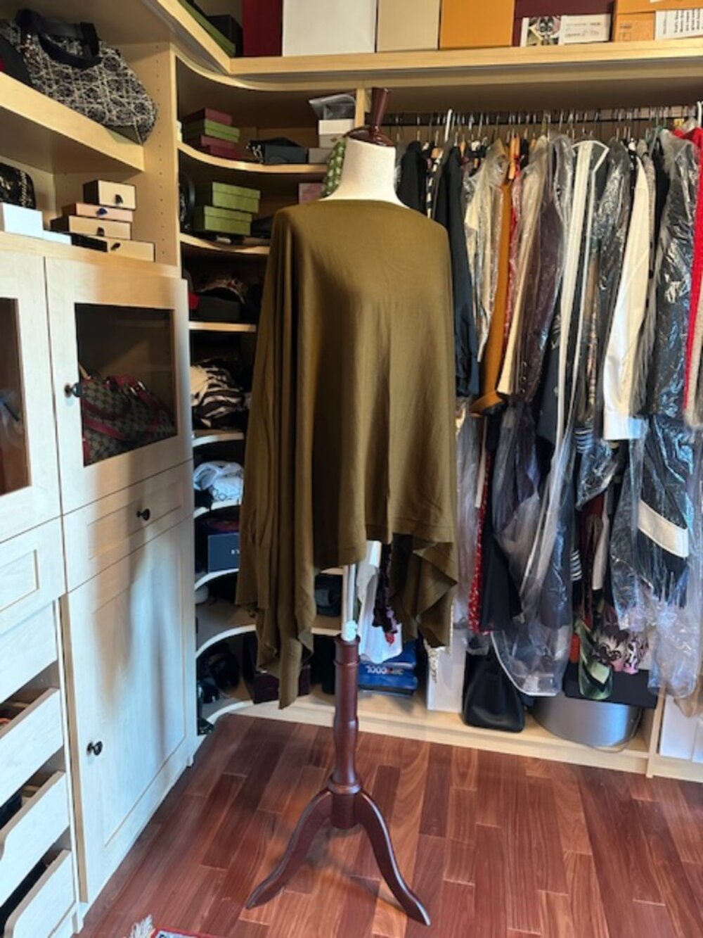 RICK OWENS WOOL V NECK BROWN TUNIC/SWEATER